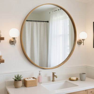 Karrina Accent Wood Round Mirror