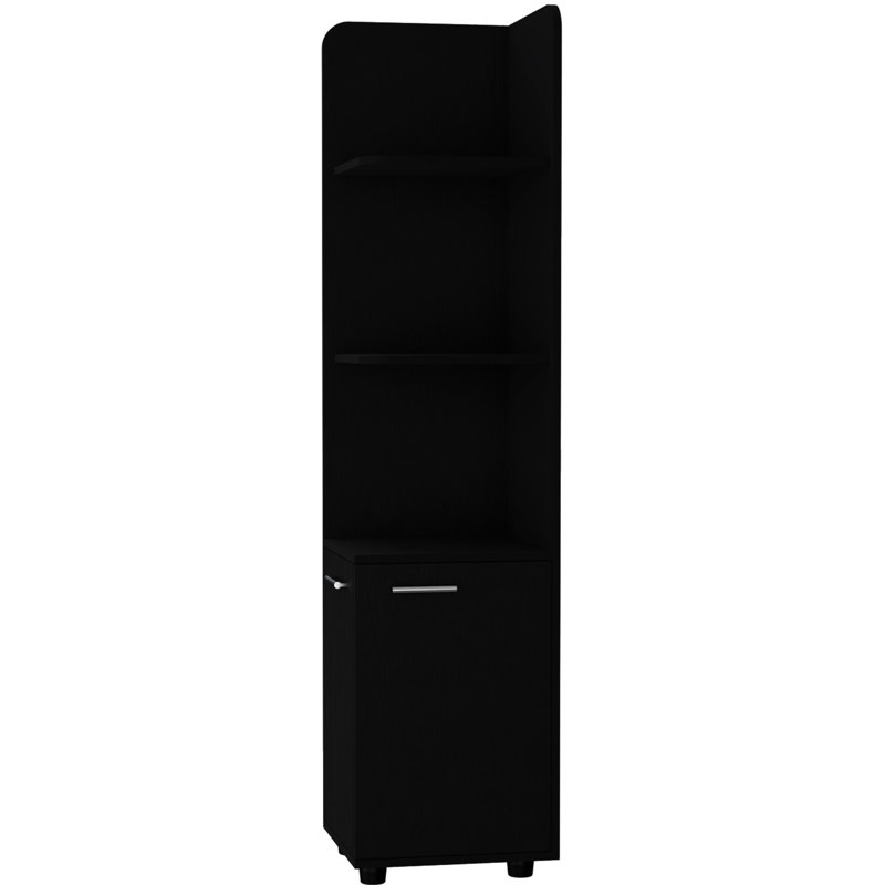 Armoire de salle de bain noire à 3 tablettes avec 3 portes d'angle pour salle de bain