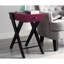 Table d'appoint contemporaine avec plateau bordeaux foncé, élégants pieds noirs en forme de « X », poids : 9,2 kg, hauteur : 60 cm, largeur : 32,5 cm