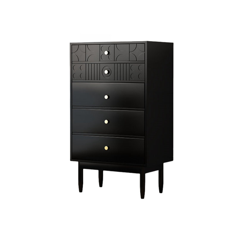 Commode d'appoint en bois massif, Noir