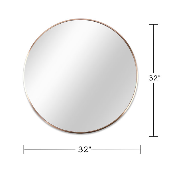 32 Inch Diameter Ebern Designs 32 Inches Diameter Large Round Wall Mirror In Silver ...