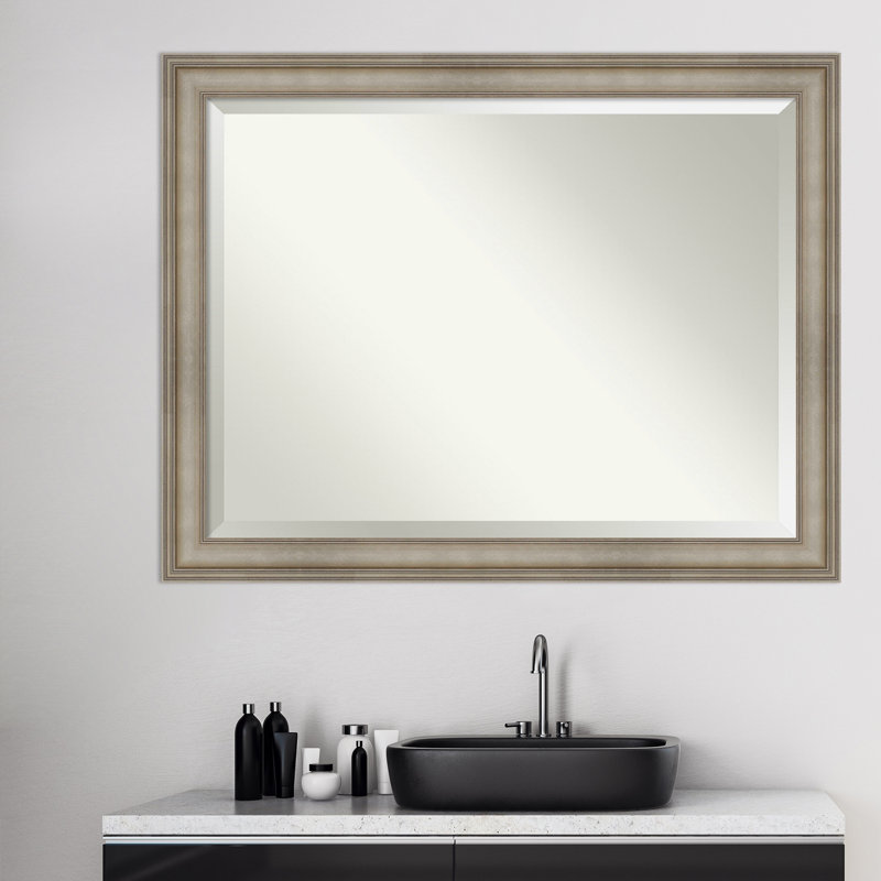 Mezzanine Silver and Bronze Wood Framed Bathroom Vanity Mirror