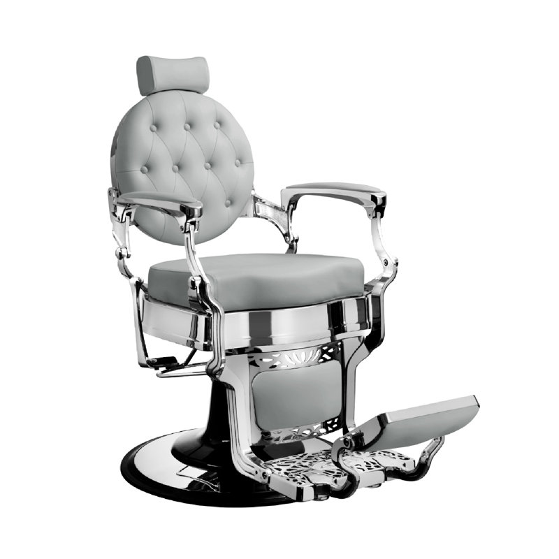 Truman Barber Chair (brown Cushion, Darn Grey Frame), Chorme, Grey Faux Leather