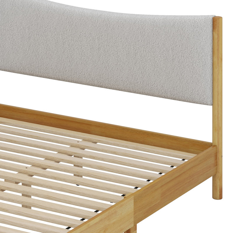 Lit en bois avec tête de lit tapissier