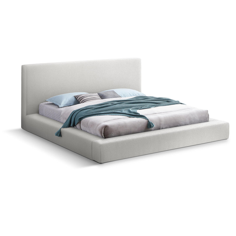 Issaias Upholstered Panel Storage Bed, Cream Boucle Fabric, King