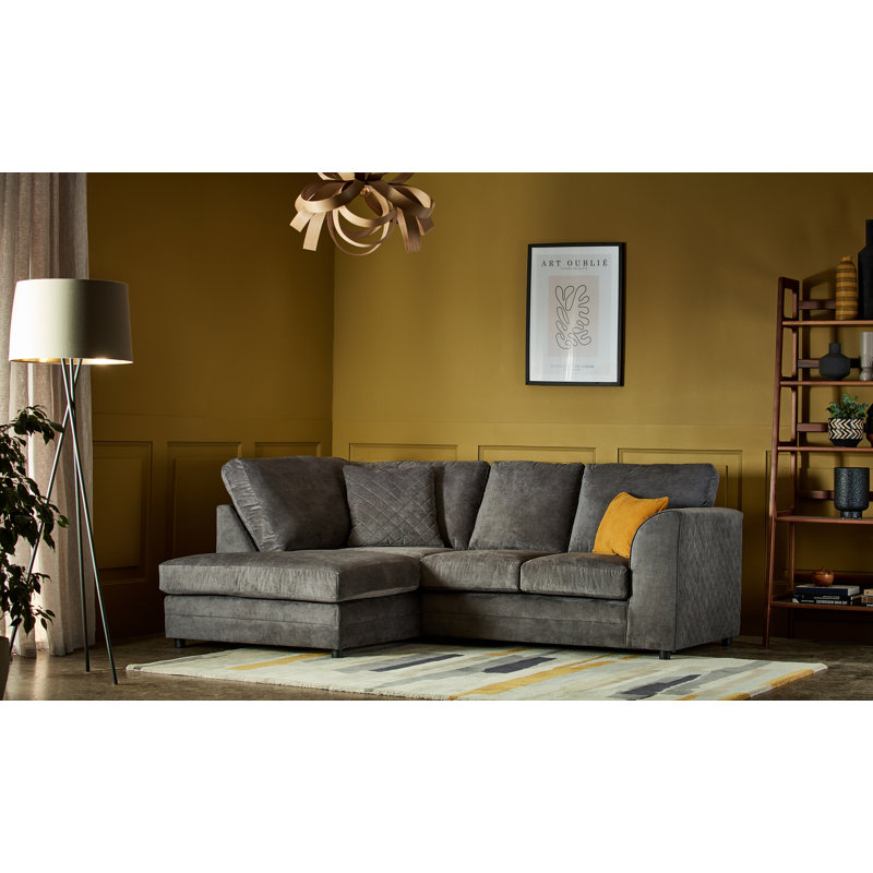 Chaudri 3 Seater Corner Sofa Chaise, Left Hand Facing, Pewter