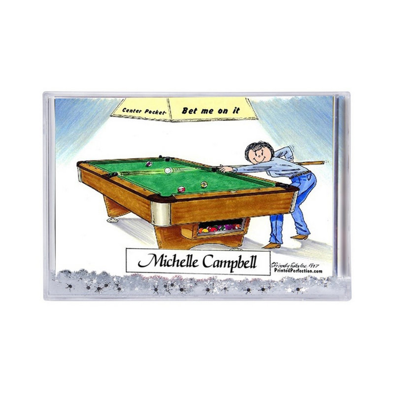 Personalized Billiards, Pool Player - Female Snow Globe Frame Gift  6" x 4", Yes, 2.5" H x 3.75" W x 1" D