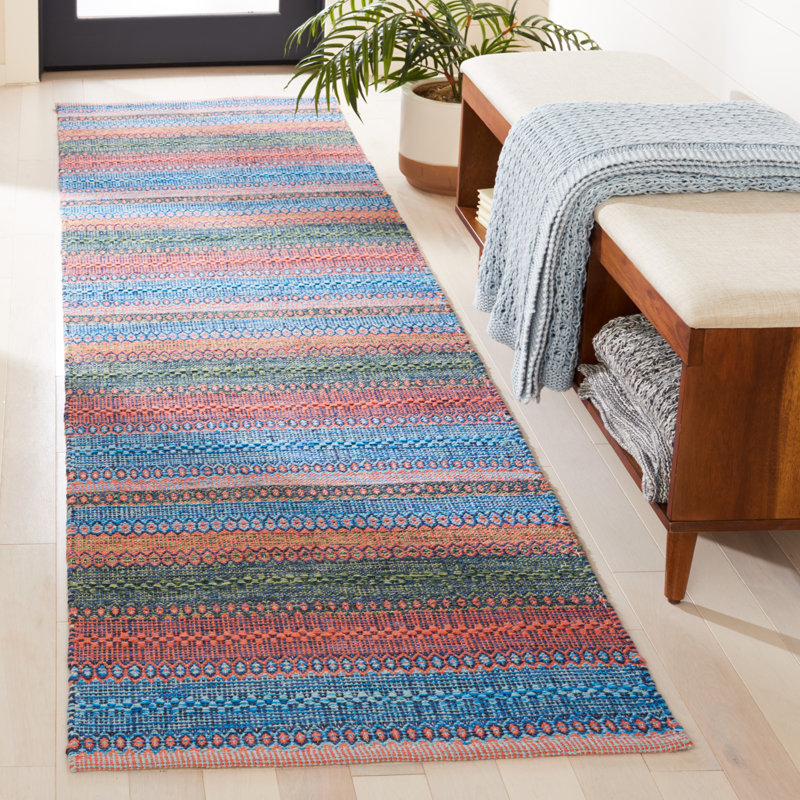 Montauk Flat Weave Cotton Striped Rug, Runner 2'3" x 9'