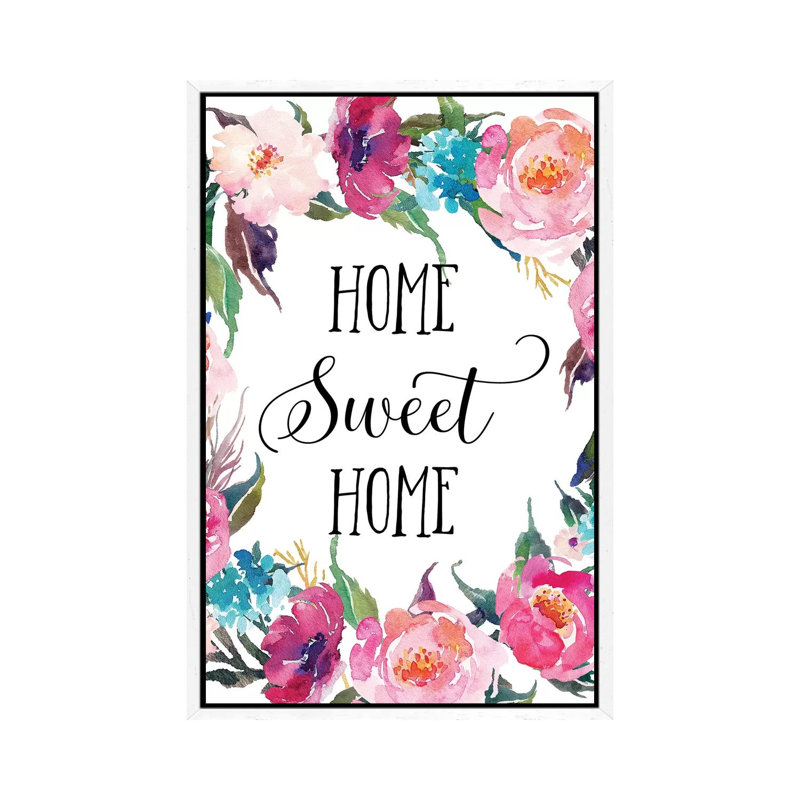 Home Sweet Home - Print on Canvas, 101.6cm H x 66.04cm W x 3.81cm D, White Framed