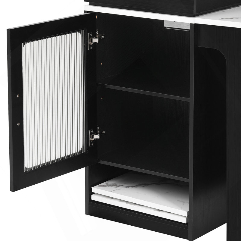 59.5" Kitchen Island With Extendable Dining Table, Kitchen Storage Table With Double-Sided Storage, Kitchen Island With 2 Drawers, Power Outlet, Side Open Shelves, For Kitchen, Dining Room, Black