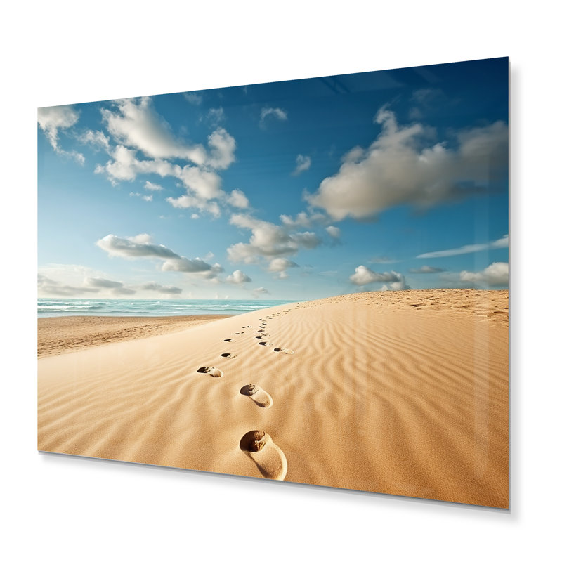 Photo de plage empreintes de pas dans la zone marine - Décoration murale en métal nautique et plage