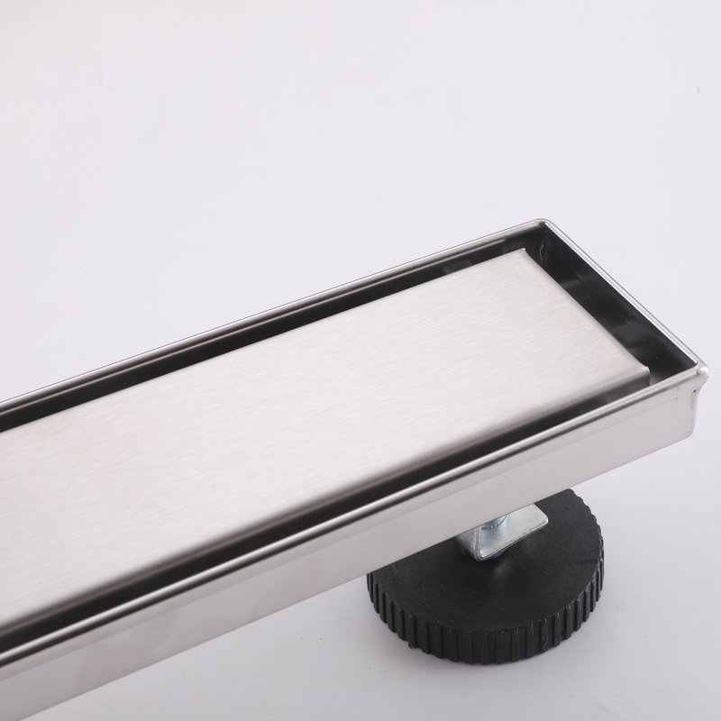 Drain de douche rectangulaire moderne avec insert 2 en 1 et couvercle plat convenant à Bahtroom, Nickel brossé, 23.6"