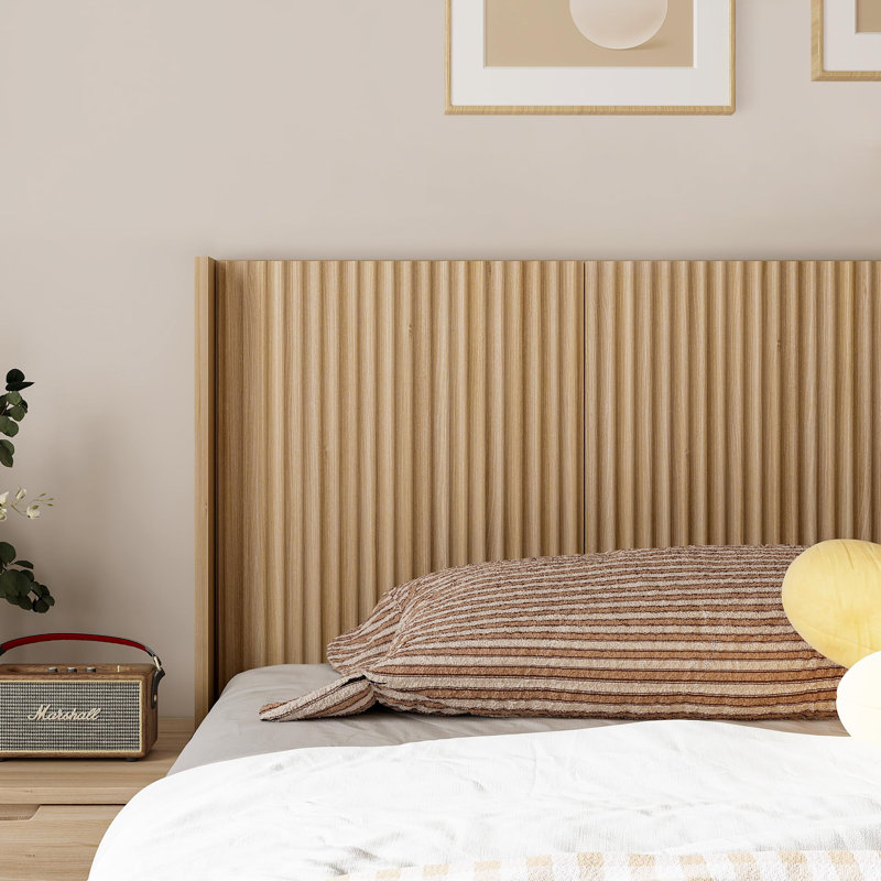 Ebern Designs Farmhouse Wood Headboard, Wall Mounted, Grand lit, Chêne naturel