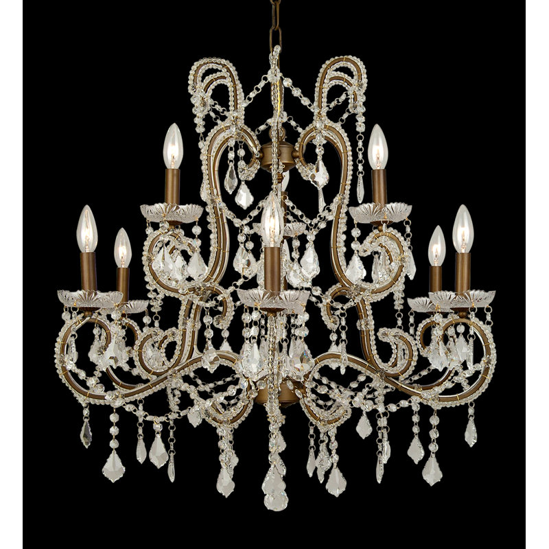 Lustre en cristal ET série 9-lumière, Or
