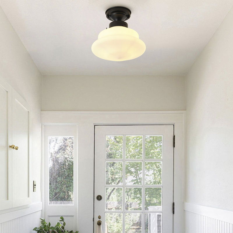 1-Light Bulb Contemporary Mid Century Modern Style Semi Flush Mount Ceiling Light