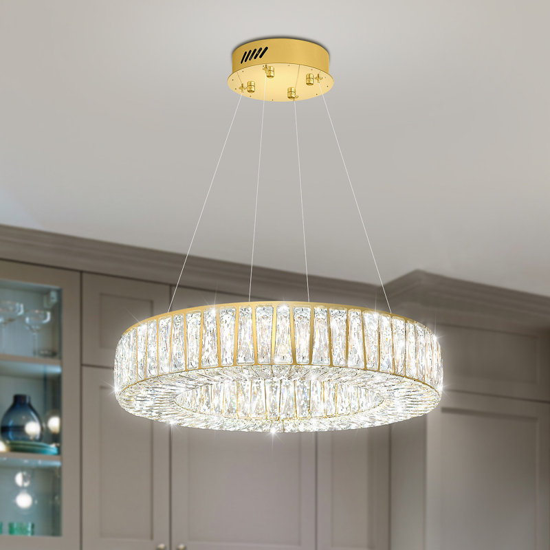 Luminaire lustre moderne en cristal 24 pouces à DEL