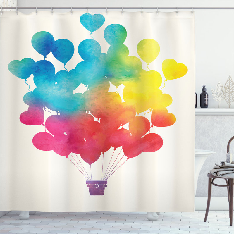Ensemble de rideau de douche aquarelle + crochets, H 70 po x l 69 po