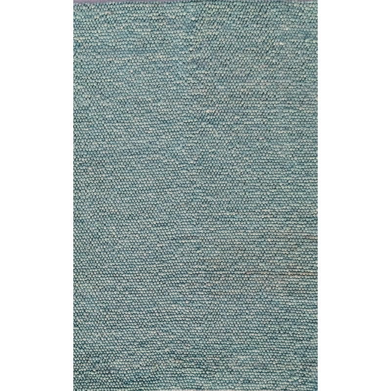 Tapis en laine / nylon noué à la main de couleur unie Jossi, Turquoise, Rectangulaire 9 pi x 13 pi