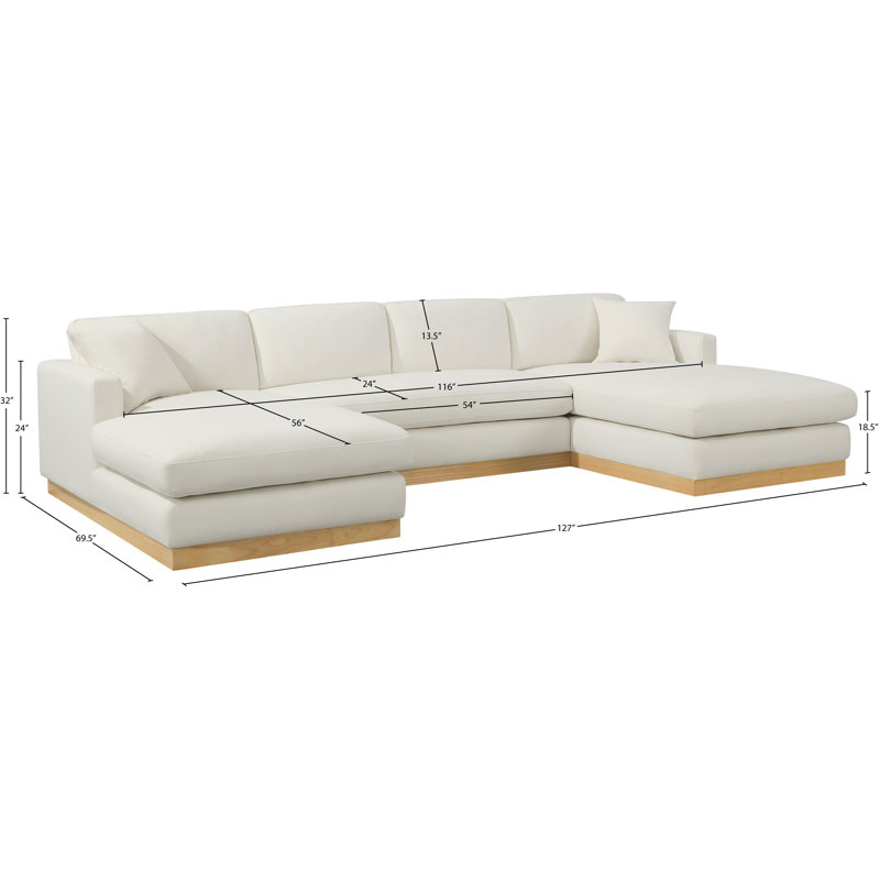 Huyen Upholstered 127'' Sofa, Cream Linen Textured Fabric