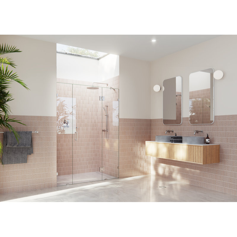 Stellar 58 in. x 78 in. Fully Frameless 3 Panel Inline Hinge Shower Door, Brushed Nickel