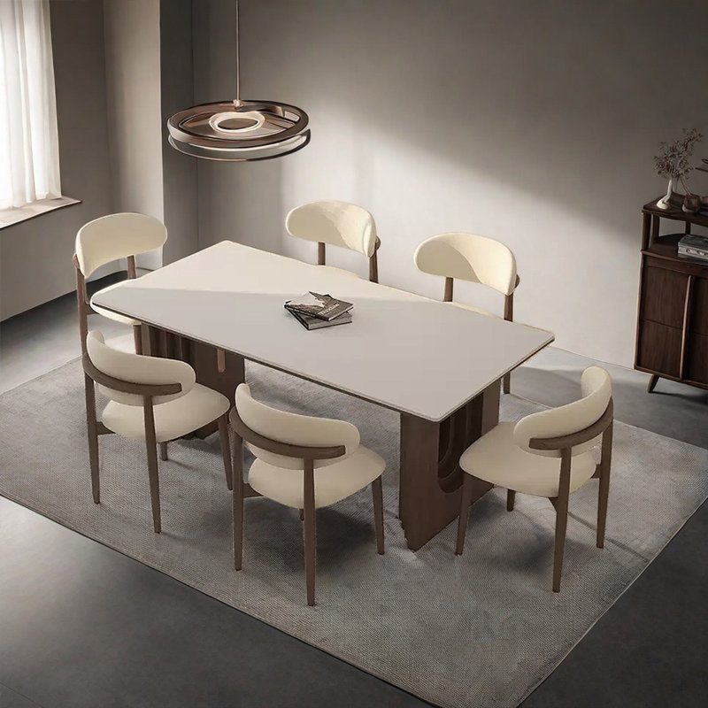 Vintage rectangular sintered stone dining table, 29.53"H x 59.06"L x 31.5"W