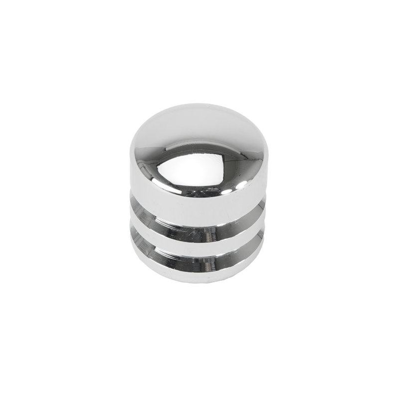 Petit bouton strié en aluminium au fini chromé