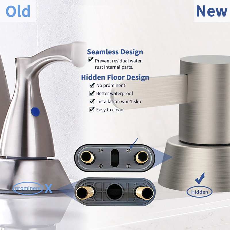 2 Handles Bathroom Sink Faucet, Centerset RV Bathroom Faucets For 3 Hole, Brushed Nickel