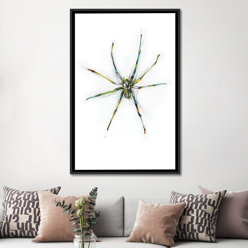 « spider », impression sur toile tendue, H 60 po x l 40po x P 1,5 po, Toile avec cadre noir, Pas de tapis