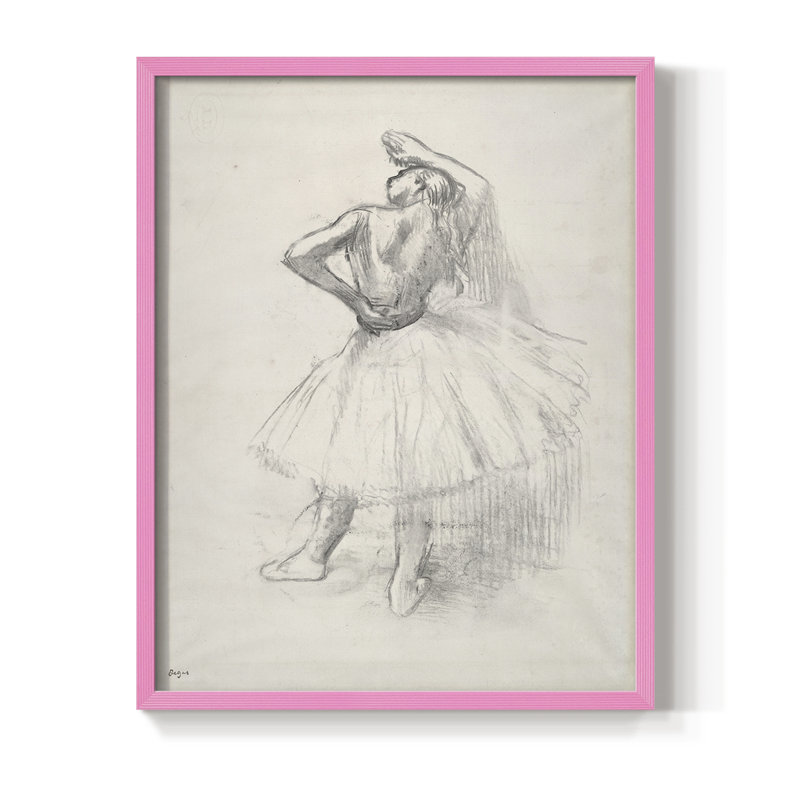 Croquis rétro LXV III, reproduction encadrée - bois massif, H 30 po x l 24 po, Rose