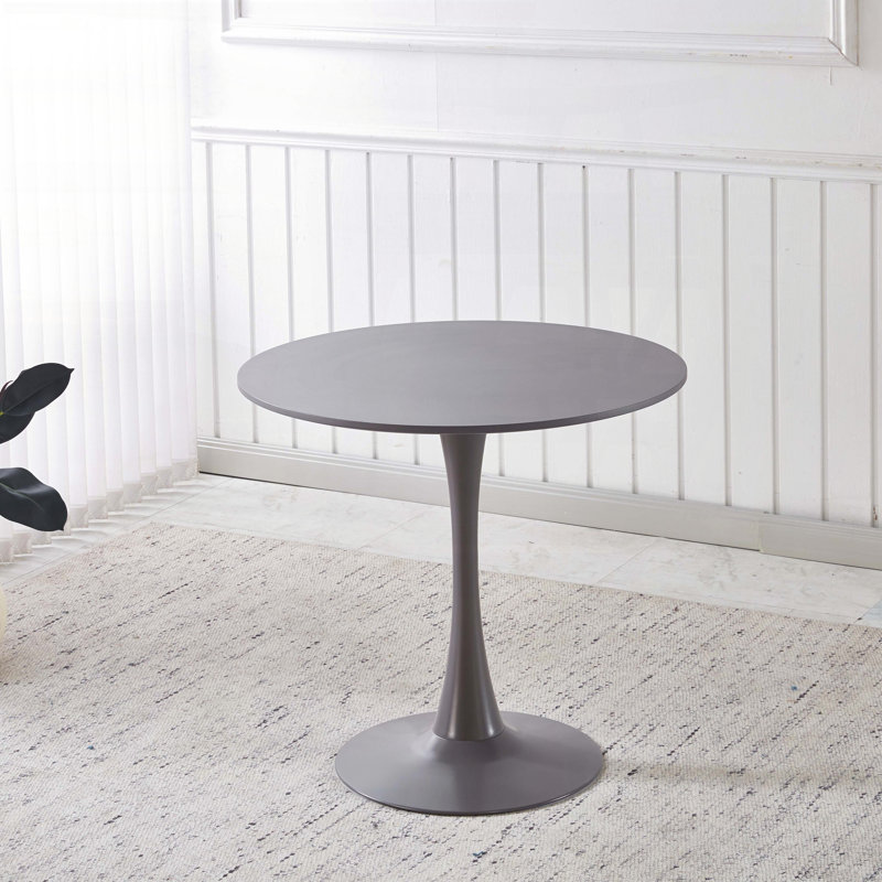 Table tulipe ronde Mid-Century - plateau gris 31,5 po, piédestal en métal pour 2 à 4 personnes, Gris