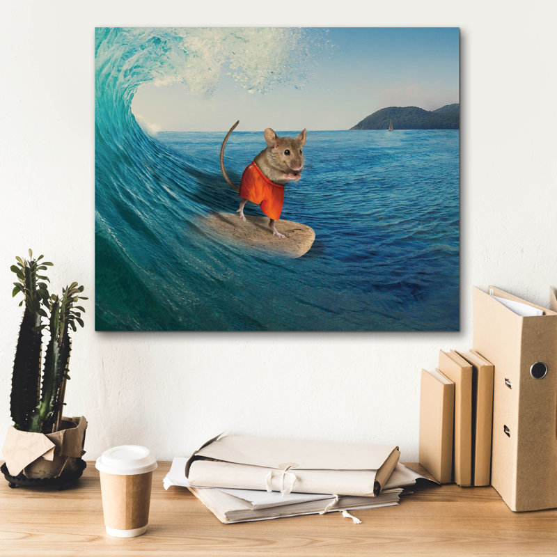 Toile épique Graffiti «Mouse Surfing» par John Hovenstine, 24 po x 20 po