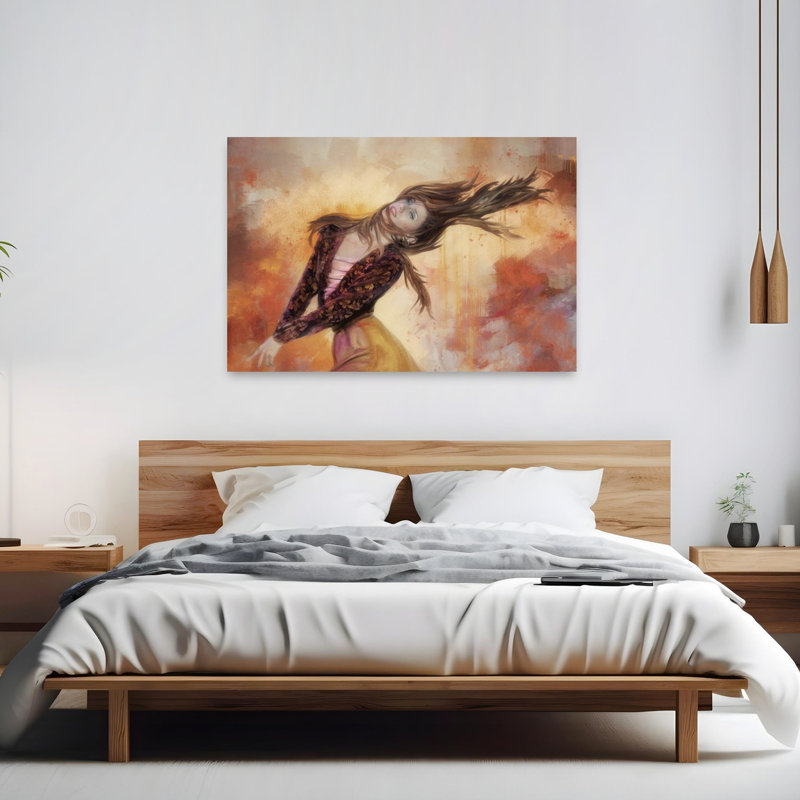 Portrait abstrait contemporain vibrant avec des cheveux en mouvement - Impression d'art mural, H 40 po x l 60 po