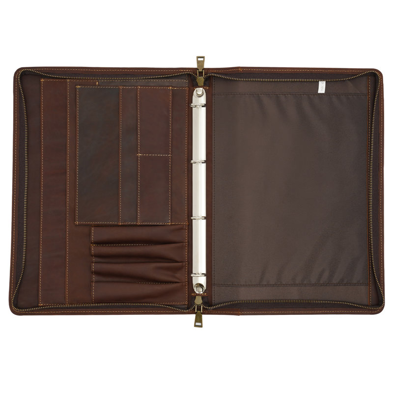 Leather File Organizer, Coffee
