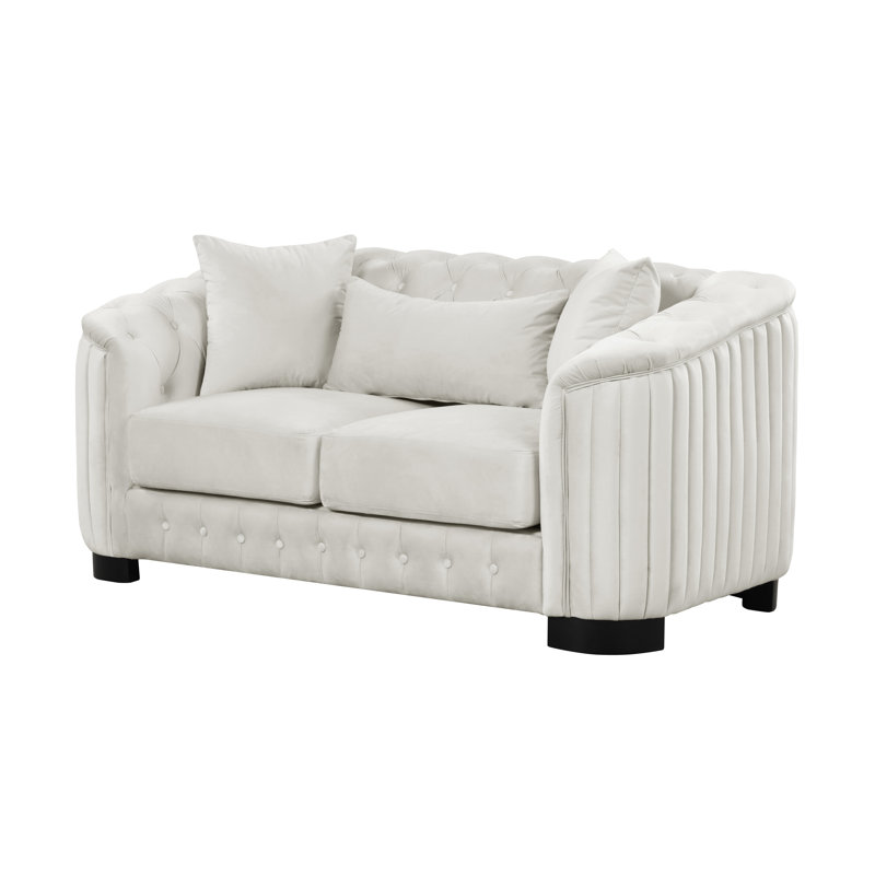 Jaselyn 64'' Velvet Loveseat, White