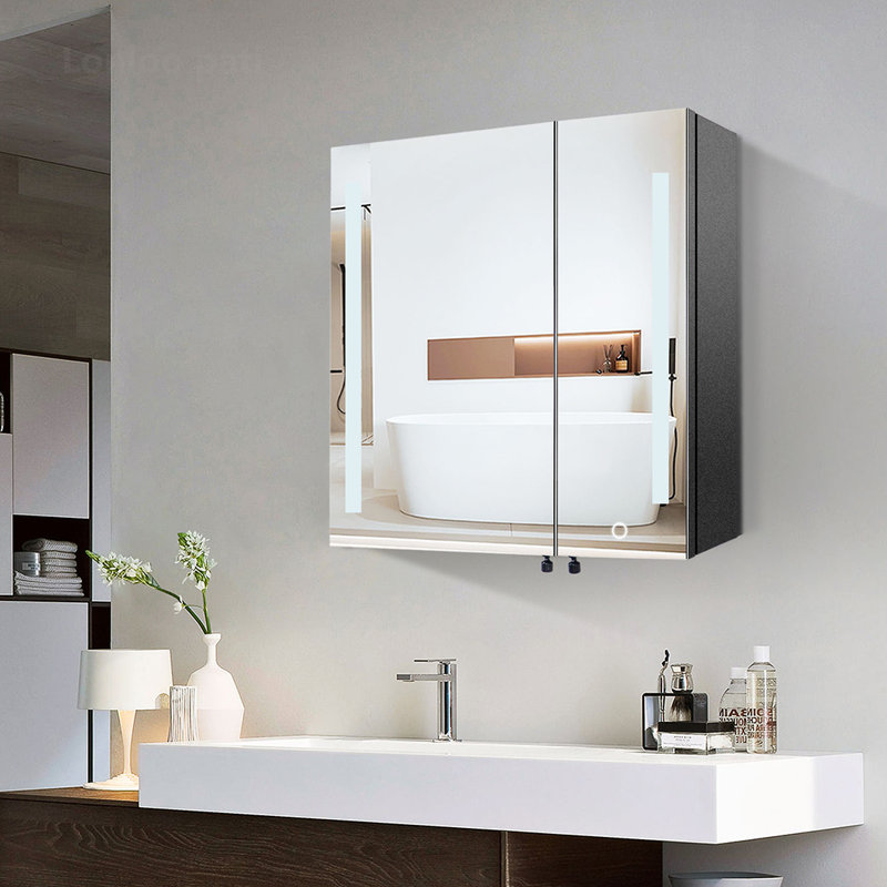 LED Mirror Medicine Cabinet with Defogger, Anti-Fog, and Dimmable Lights