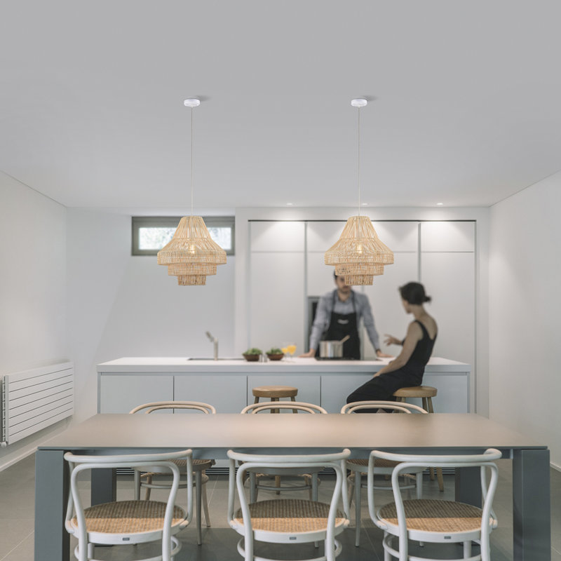 Luminaire suspendu panier en rotin 3 niveaux Anita