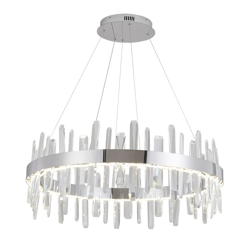 10 - Light Unique / Statement Geometric LED Chandelier with Crystal Accents