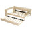 Full Size Beige Upholstered Platform Bed With Storage Shelves, Charging Station And Trundle, Comfortable For Napping Desk, 2 Standard Plug Outlets Ports, Trundle Holiday Visitors-1229362426