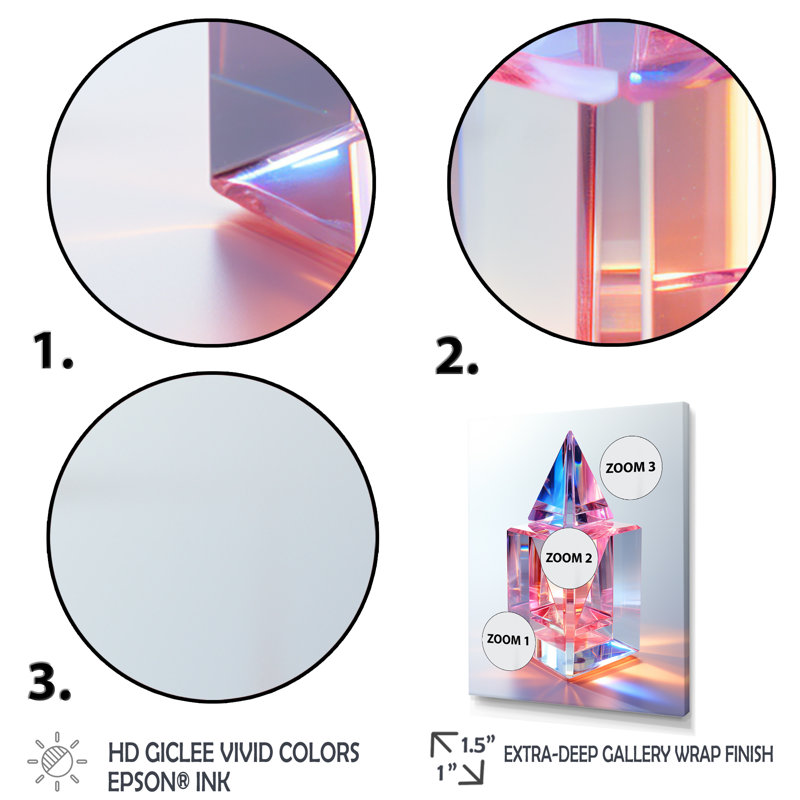 Pendular Prism Abstract Geometric 1 - art mural géométrique, Cadre flottant doré, H 44 po x l 34 po