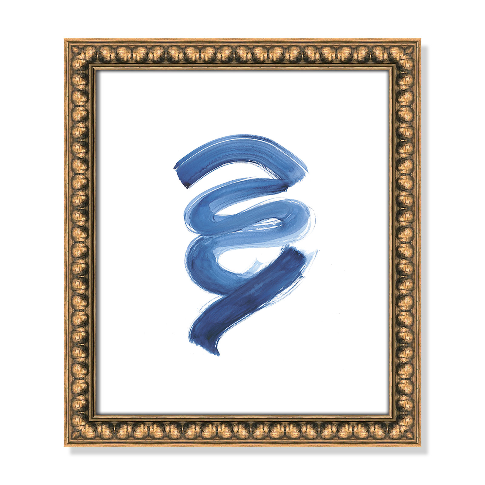 Slinky Indigo I by Filippo Ioco - Painting Print, Gold Bead Framed Paper, 15" H x 13" W x 1.13" D