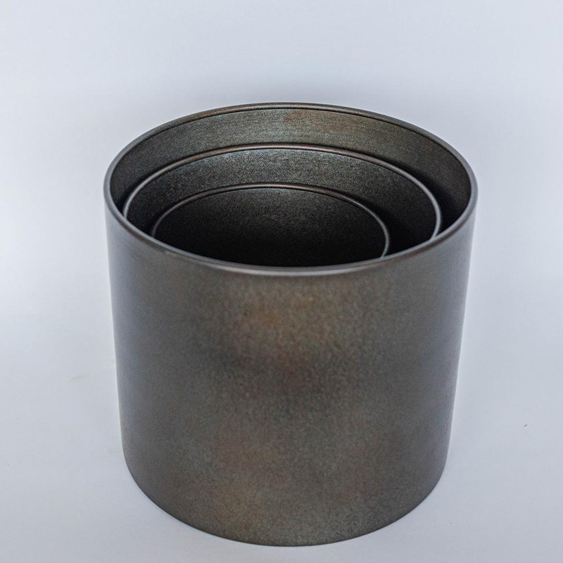 Ensemble de 3 jardinières cylindriques en fonte