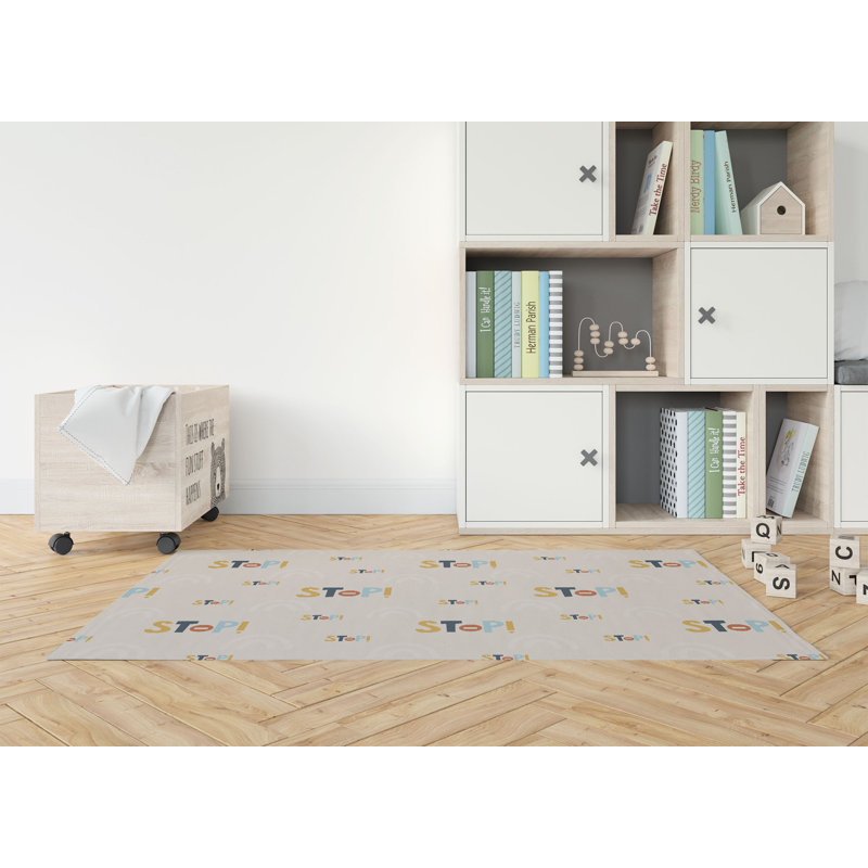 Stop Slate Kids Play Mat, Rectangle 5' x 7', Taupe