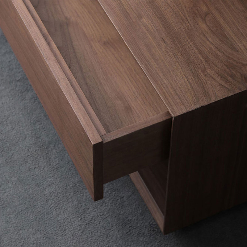 Table basse en noyer massif et bois manufacturé, 13.78" H x 39.37" L x 23.62" W, Noyer
