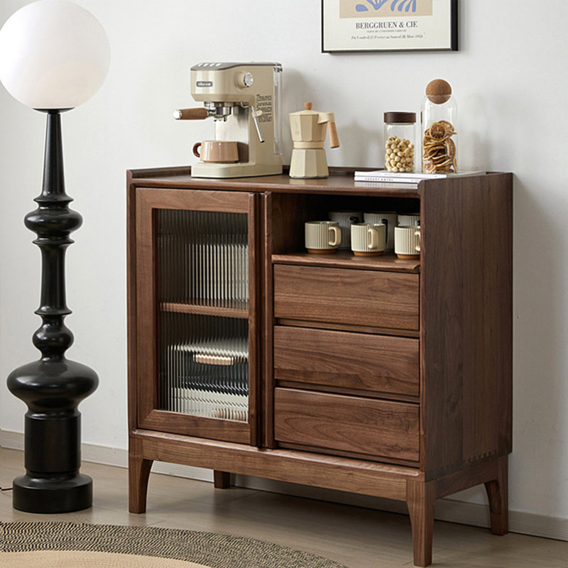 Walnut Solid Wood Sideboard, 35.43" H x 39.37" W x 15.75" D