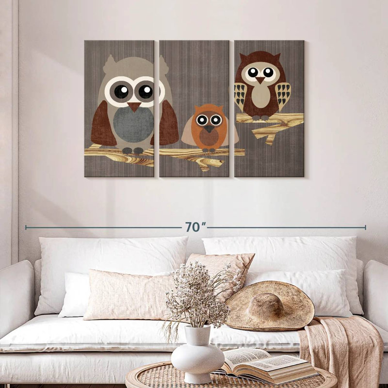 Brampt Three Owls, 28" H x 45" W