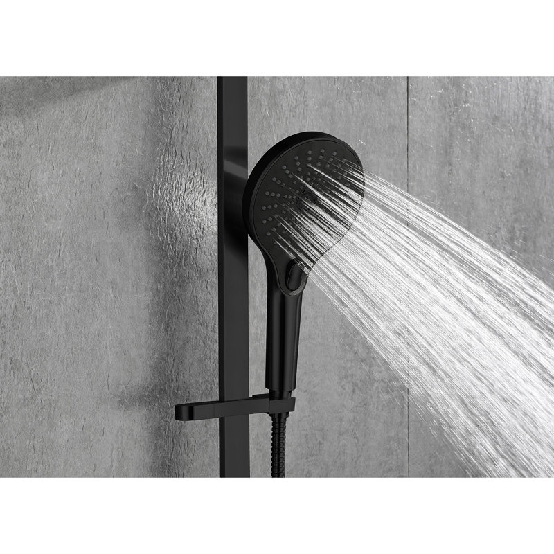 Matte Black Handheld Shower Including 28-Inch Slide Bar And 59-Inch Hose, Stainless Steel Formed, Adjustable For Ideal Height, Vigorous Water Flow Volume, Nozzles Clear Discharge, Rust- Product