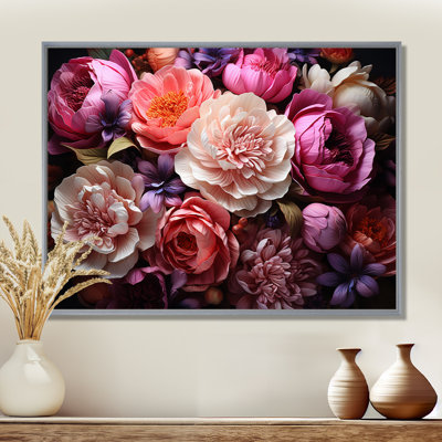 Asian Art Peonies In Pink IV Framed On Canvas Print