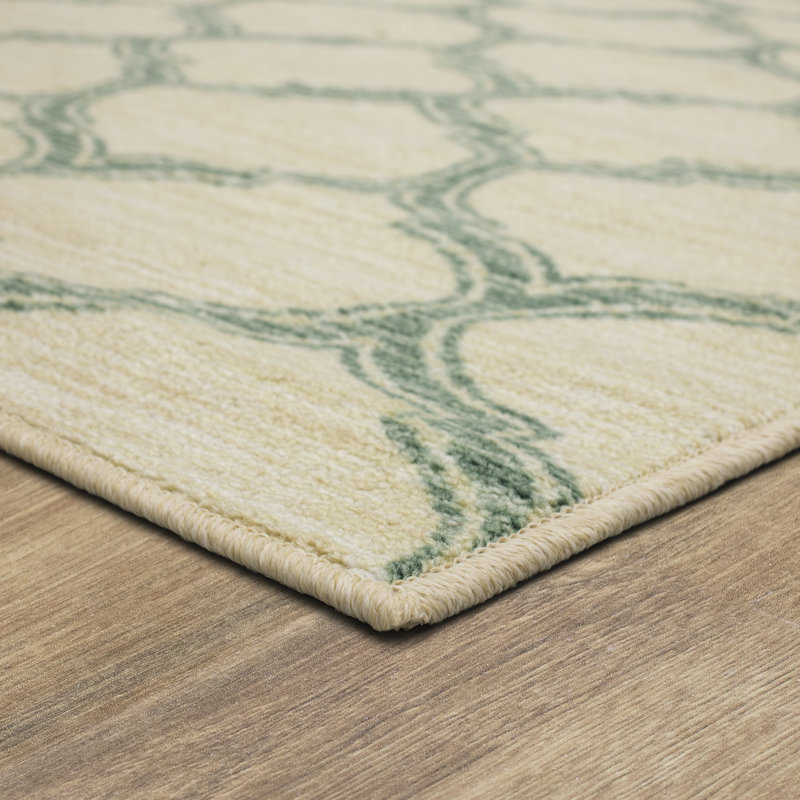 Woodbridge White/Blue Transitional Geometric Area Rug, 7'6" x 10'
