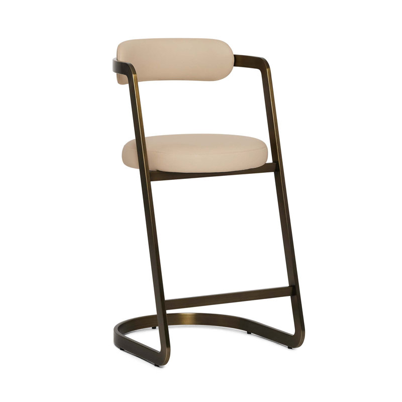 Baldwin Stool, Counter Stool (26" Seat Height), Cream Latte Seat/Antique Bronze Frame