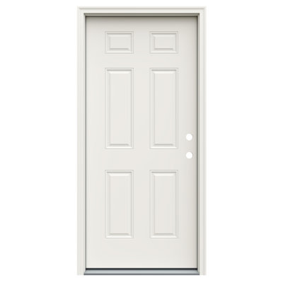 Porte d'entrée pré-suspendue en acier apprêté classique à 6 panneaux avec cadre 4-9 / 16 po Classic